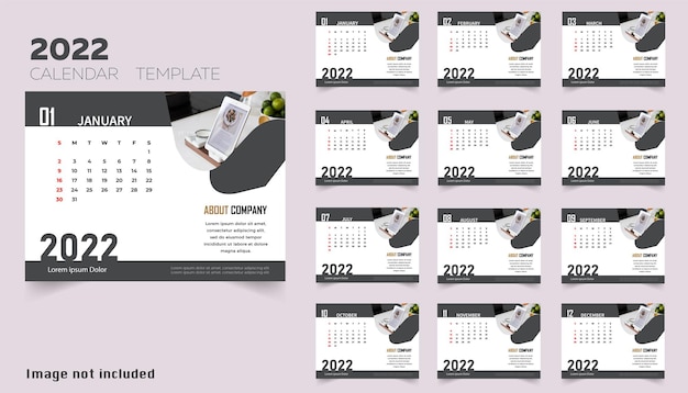 Plantilla moderna de diseño de calendario de año nuevo 2022