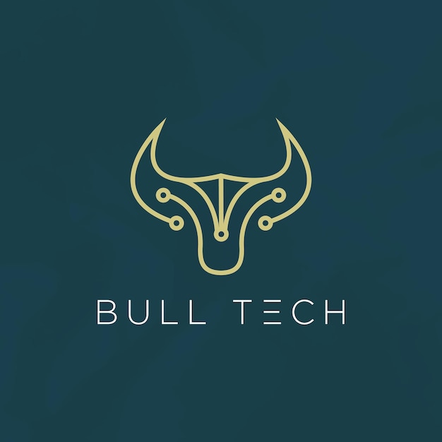 Plantilla moderna de diseño de logotipo de tecnología de logotipo de cabeza de toro
