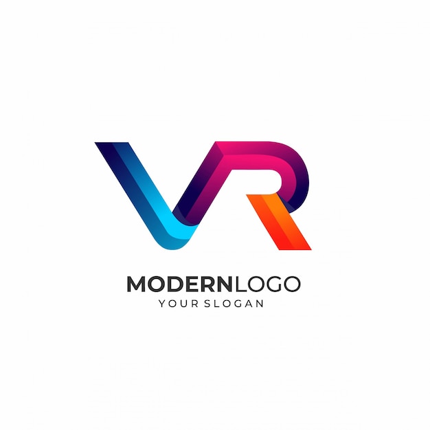 Plantilla moderna del logotipo de la letra VR