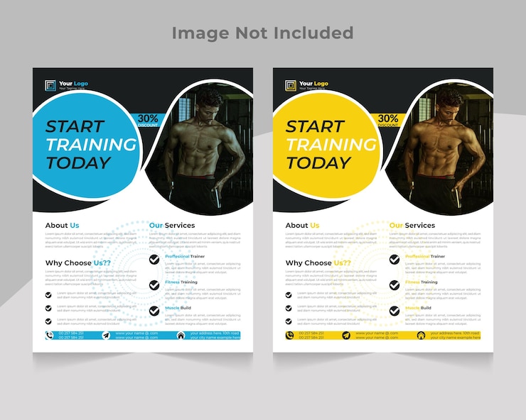 Vector plantilla moderna de volante de fitness corporal y culturismo