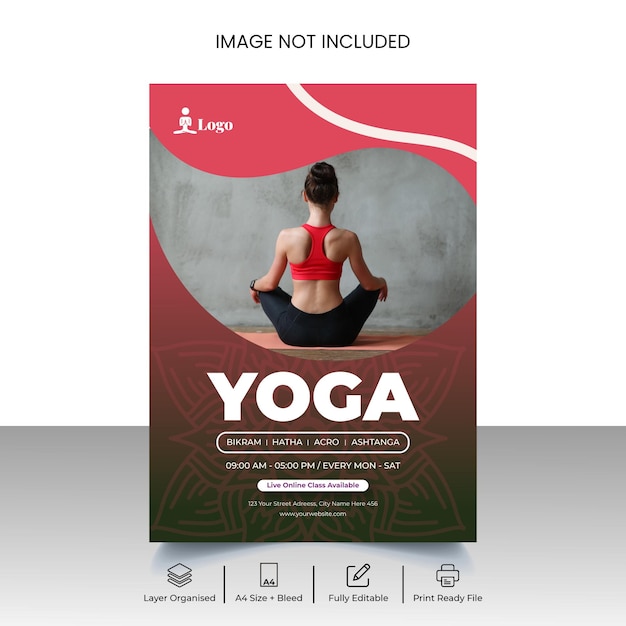 Plantilla moderna de volante de yoga y meditación