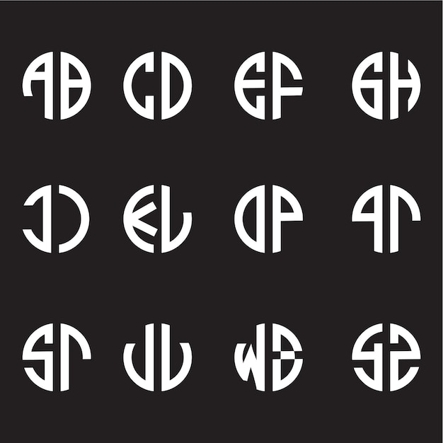 plantilla de monograma de cuadrícula de 3 letras Vector libre aislado en diseño de logotipo negro Diseño de logotipo alfabético