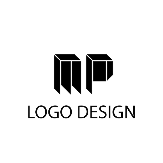 Plantilla de monograma de logotipo de vector abstracto MP PM MP
