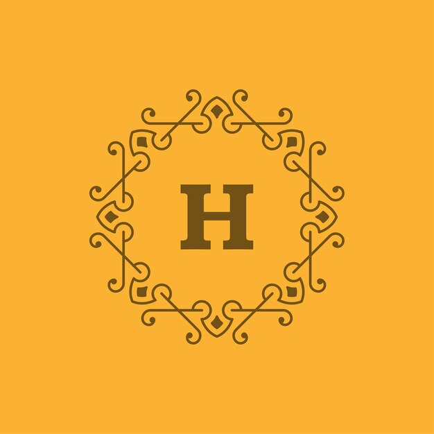 Plantilla de monograma de logotipo vintage elegante florece adornos con diseño de borde de marco ornamentado