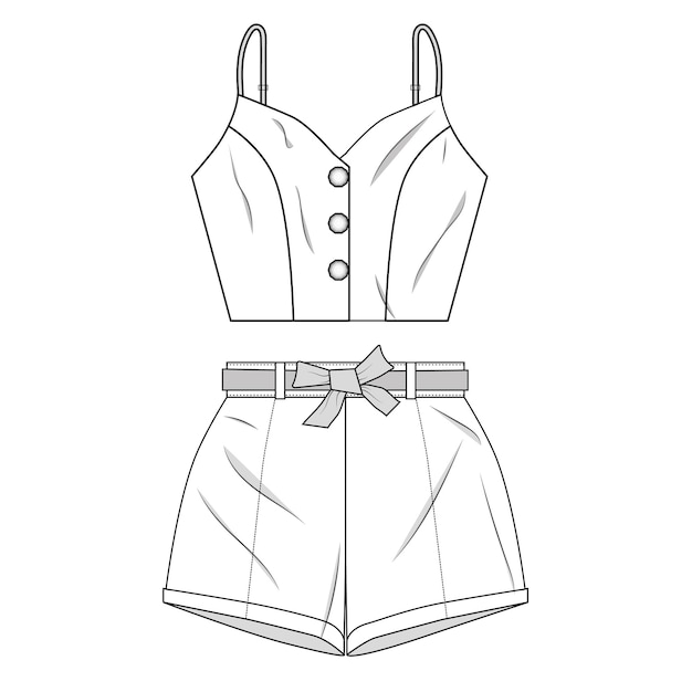 Plantilla Mujer Vestido Vector Ilustración Diseño plano esquema