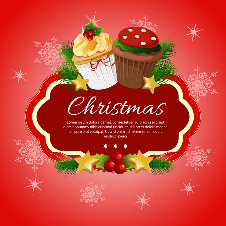 Plantilla de navidad con muffin y cupcake.