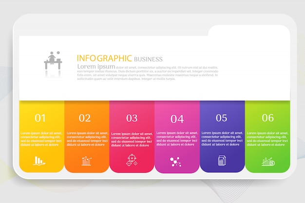 Plantilla de negocio 6 opciones infografía gráfico elementos