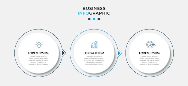 Plantilla de negocio de diseño de infografía vectorial con iconos y 3 opciones o pasos