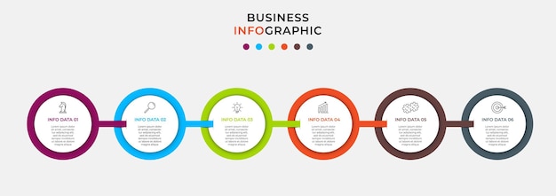 Plantilla de negocio de diseño de infografía vectorial con iconos y 6 opciones o pasos