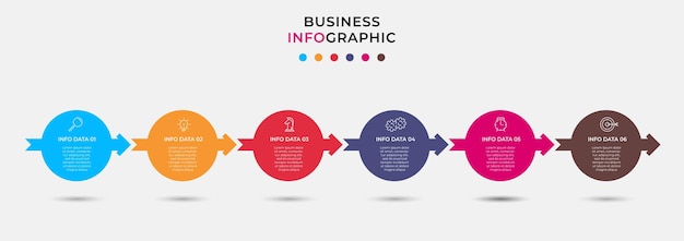 Plantilla de negocio de diseño de infografía vectorial con iconos y 6 opciones o pasos