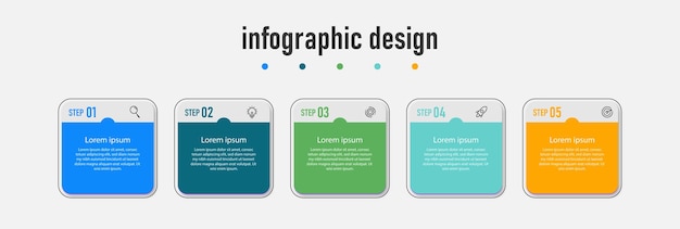 Plantilla de negocio de diseño de infografías de línea de tiempo de pasos