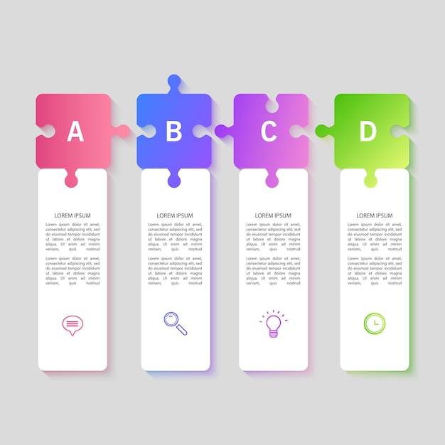 Plantilla de negocio de diseño infográfico con iconos 4 opciones o pasos se puede usar para el diagrama de proceso