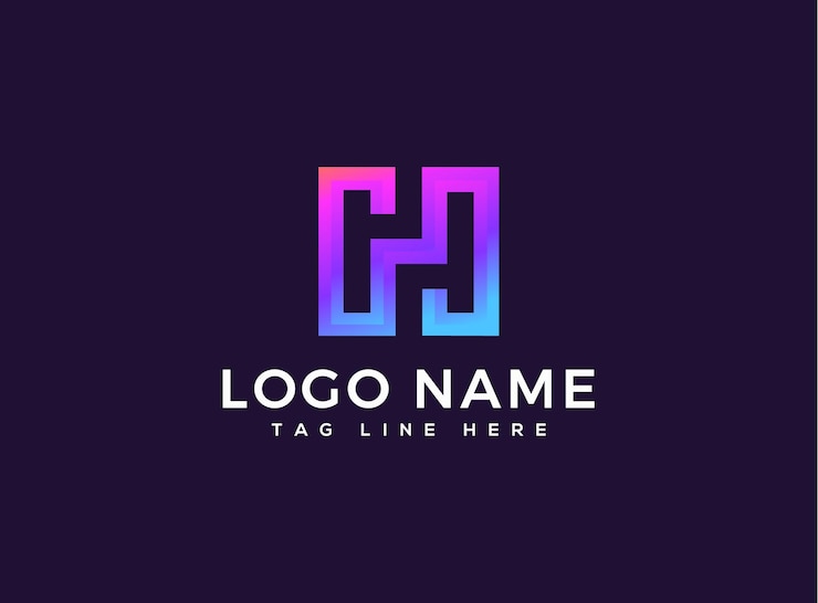 Vector plantilla de negocio de diseño de logotipo degradado hh último