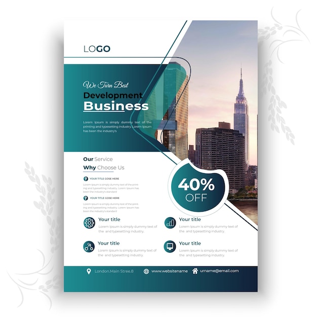 Plantilla de negocio de folleto de vector para la empresa de informe anual de portada de diseño