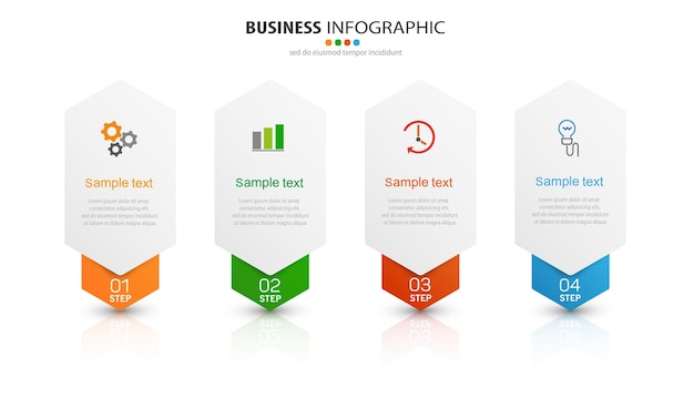 Plantilla de negocio de infografía con 4 pasos