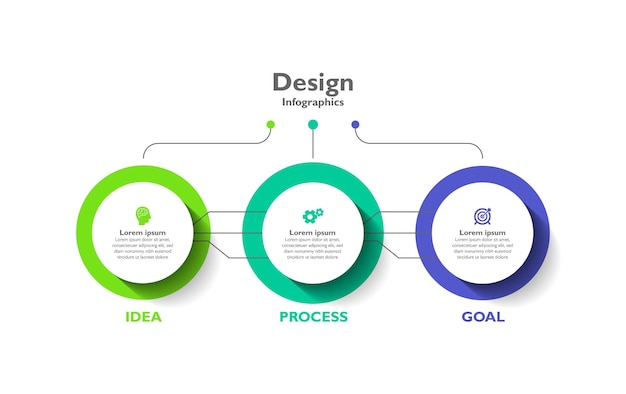 Plantilla de negocio de infografía de proceso para diseño colorido de círculo de fondo abstracto