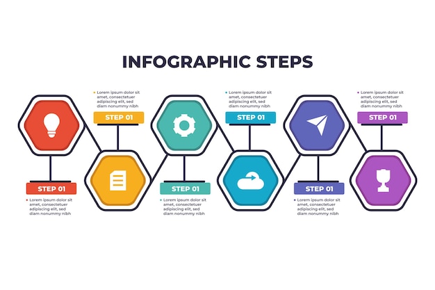 Plantilla de negocio de presentación infográfica en estilo hexagonal