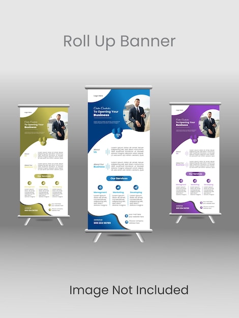 Plantilla de negocio de vector de diseño de banner corporativo enrollable