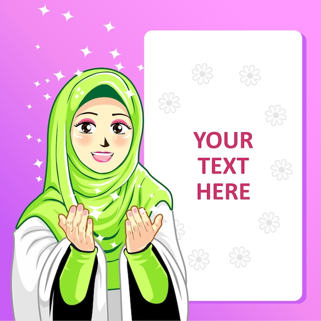 Vector plantilla con niña hijab