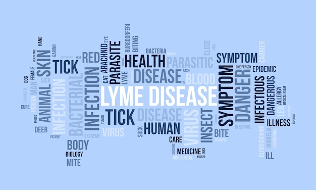 Plantilla de nube de palabras de la enfermedad de Lyme Contexto vectorial de concienciación médica y de salud