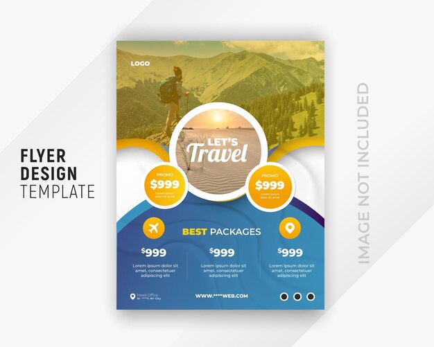 Vector plantilla o diseño de folleto de viaje turístico