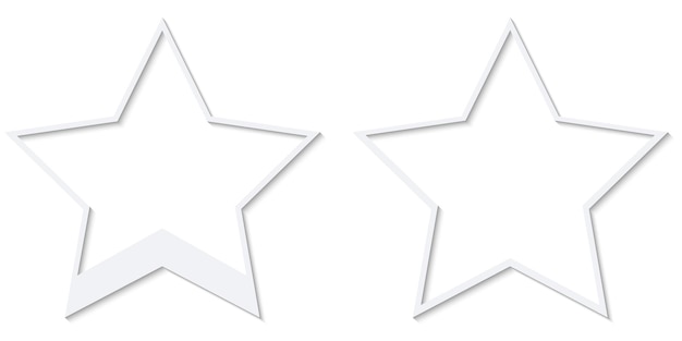 Plantilla o marco de estrellas de dos tipos con ilustraciones de sombras en un fondo transparente