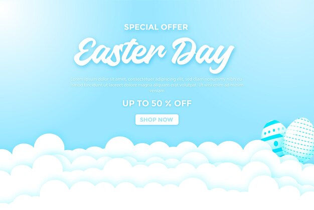 Plantilla de oferta de descuento de vacaciones de estilo de corte de papel de banner de venta de pascua