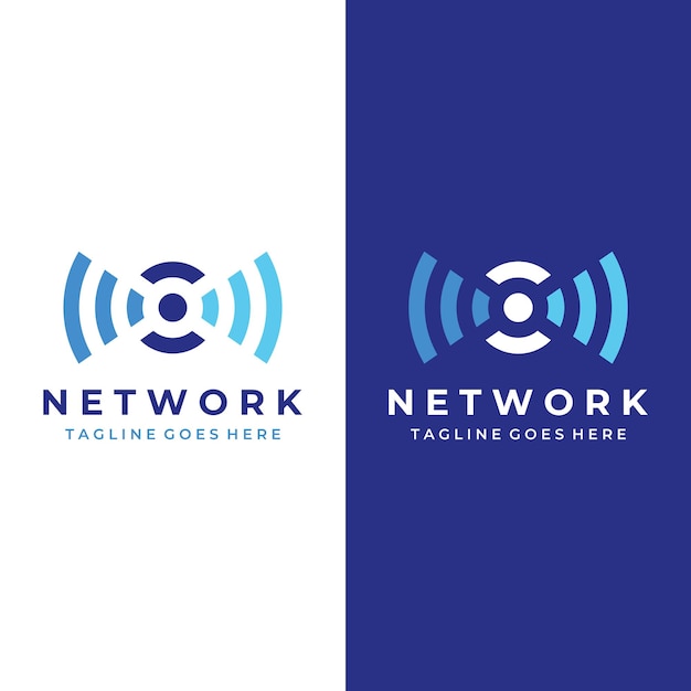 Vector plantilla de onda de señal o internet o red inalámbrica diseño de logotiposlogos para empresas de tecnología y datos wifi