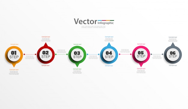 Plantilla de opciones de número de infografía abstracta con 6 pasos
