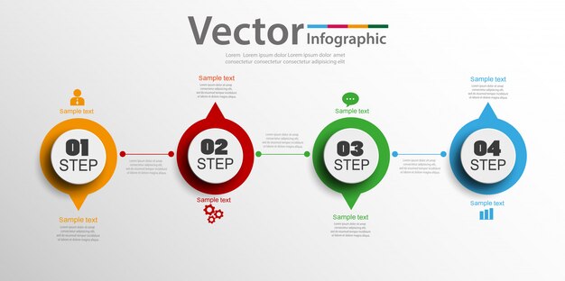 Plantilla de opciones de número de infografía abstracta de cuatro pasos