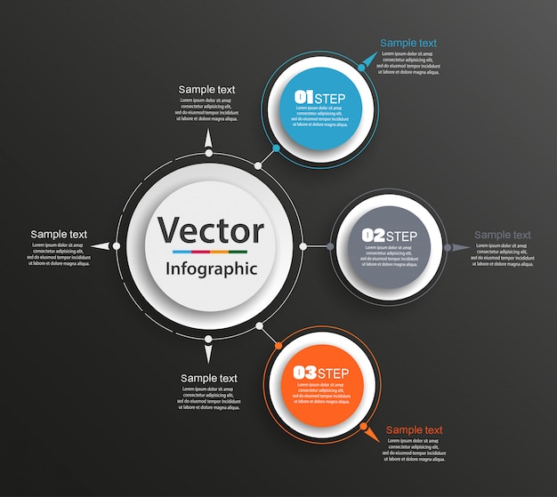 Plantilla de opciones de número de infografía abstracta de vector con 3 pasos