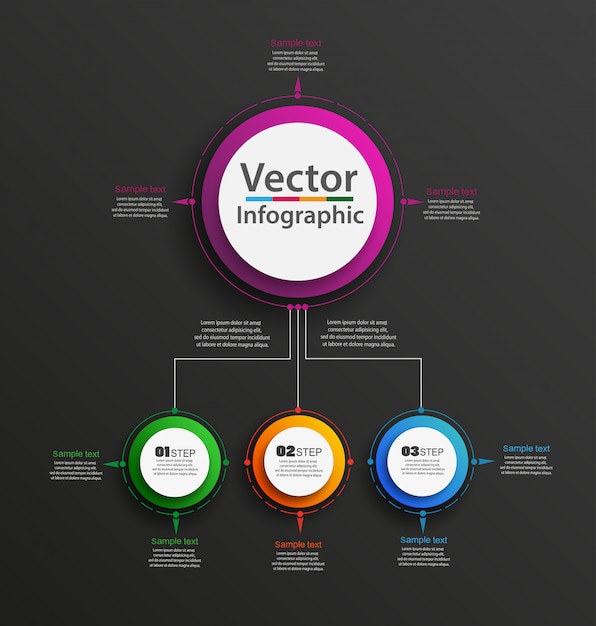 Plantilla de opciones de número de infografía abstracta de vector con 3 pasos