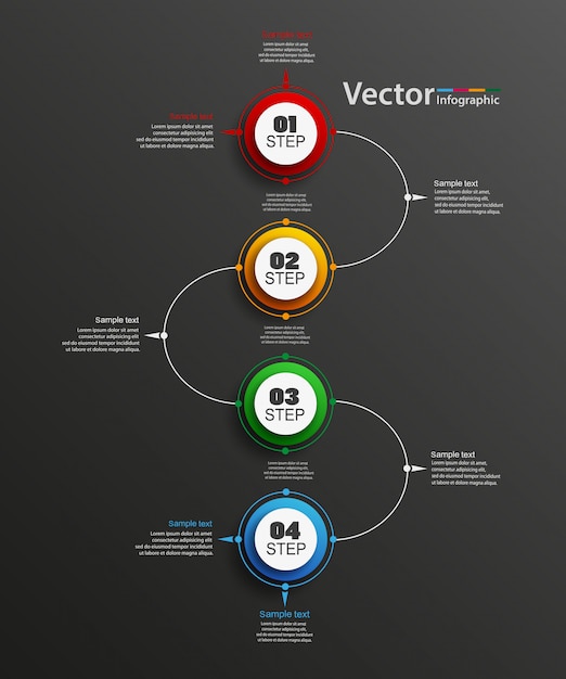 Plantilla de opciones de número de infografía abstracta vector con 4 pasos