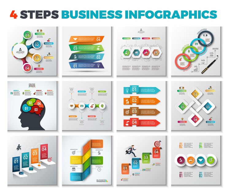 Vector plantilla de opciones de número de infografía abstracta