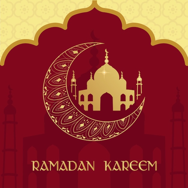 Plantilla de oraciones comunitarias del festival islámico Ramadan Kareem para el fondo del cartel de la tarjeta postal