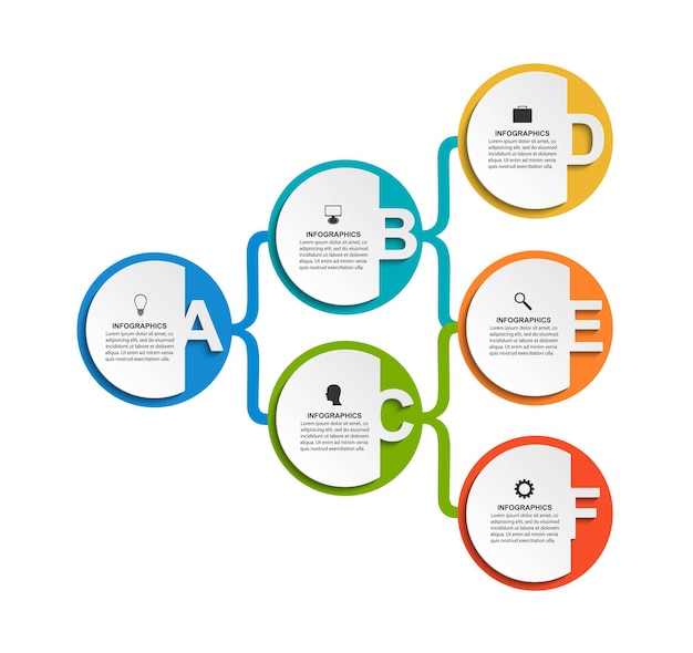 Plantilla de organigrama de diseño infográfico. plantilla de infografía numérica.