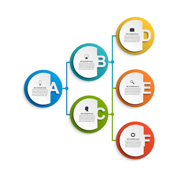 Plantilla de organigrama de diseño infográfico. Plantilla de infografía numérica.