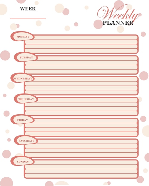 Plantilla de organizador semanal