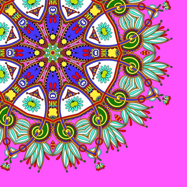 Plantilla ornamental con fondo floral circular