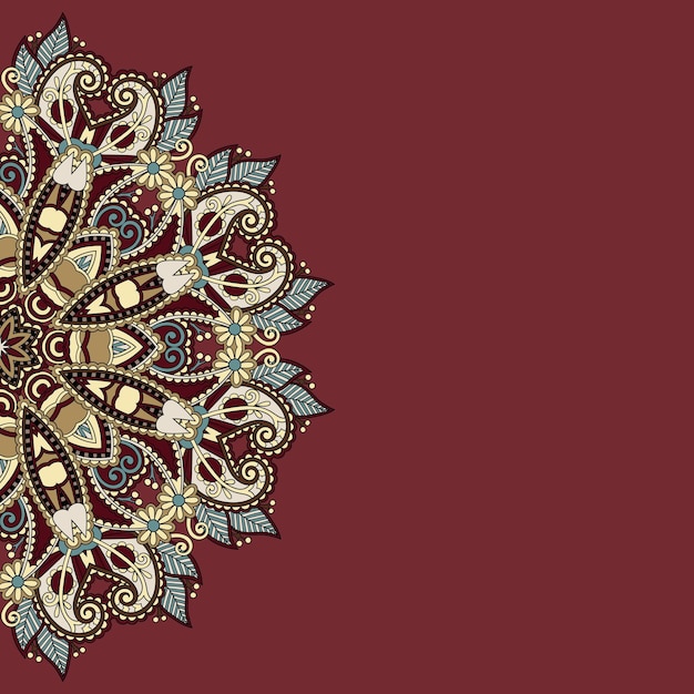 Plantilla ornamental con fondo floral circular
