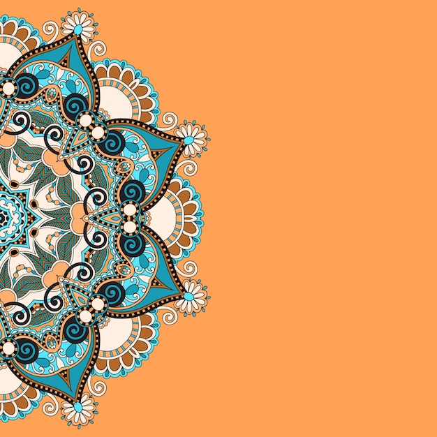 Plantilla ornamental con fondo floral circular