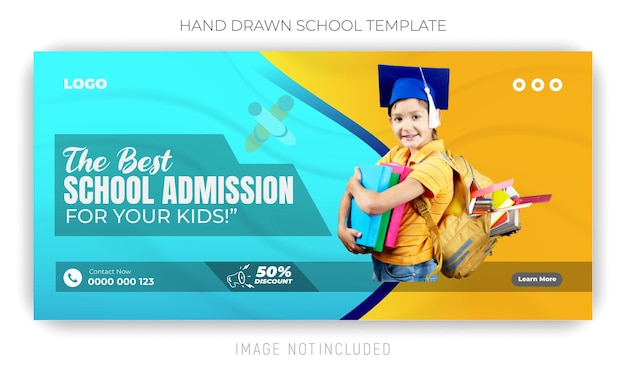 plantilla de página de aterrizaje de admisión a la escuela internacional y bandeja web de regreso a la escuela para niños en línea