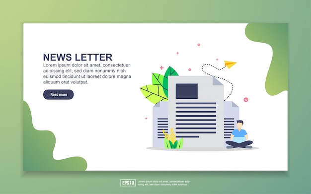 Plantilla de página de aterrizaje del boletín. concepto de diseño plano moderno de diseño de páginas web para sitios web y sitios web móviles.