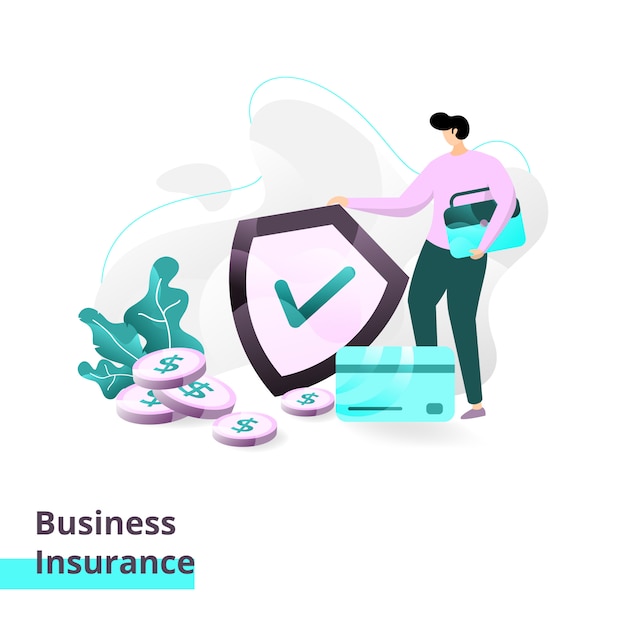 Plantilla de página de aterrizaje de business insurance.illustration