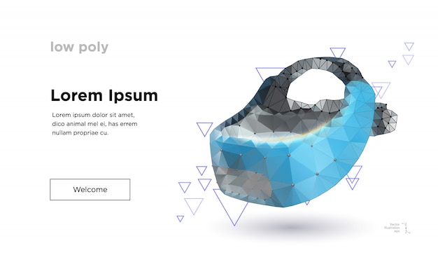 Plantilla de página de aterrizaje de casco de realidad virtual de baja poli
