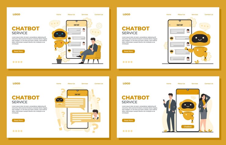 Vector plantilla de página de aterrizaje de chatbot ilustración vectorial plana del concepto de chat bot ai