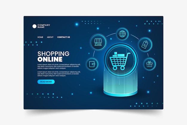Plantilla de página de aterrizaje de compras futurista en línea