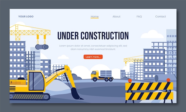plantilla de página de aterrizaje de construcción de edificios planos