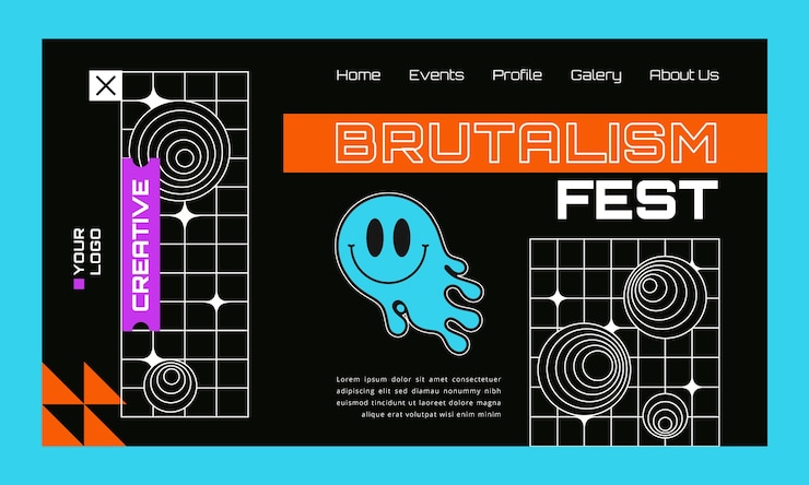 plantilla de página de aterrizaje de estilo brutalismo dibujada a mano
