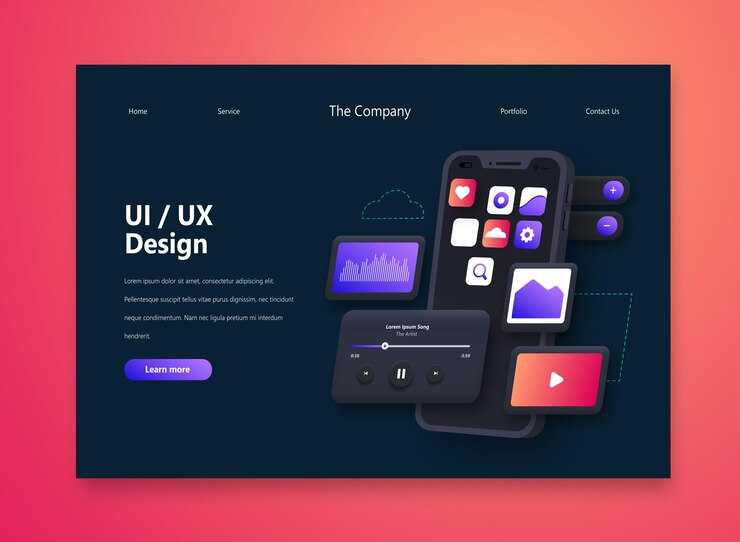 plantilla de página de aterrizaje de gradiente uiux